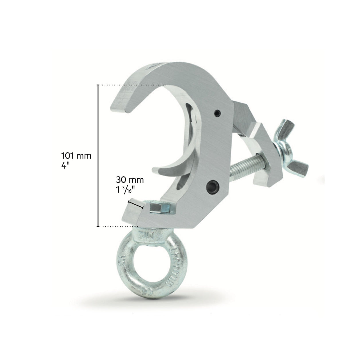 Quick truss clamp with lifting eye-SWL 360kg (794lbs) (SF8:1) for 38-51mm (1 1/2"-2") tube Anodized - 10 pcs