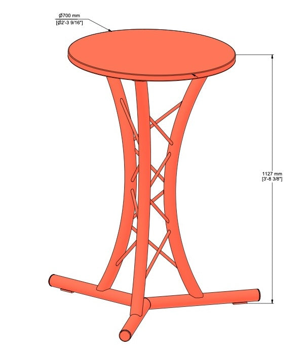 Aluminum Bar Table with Curved Legs