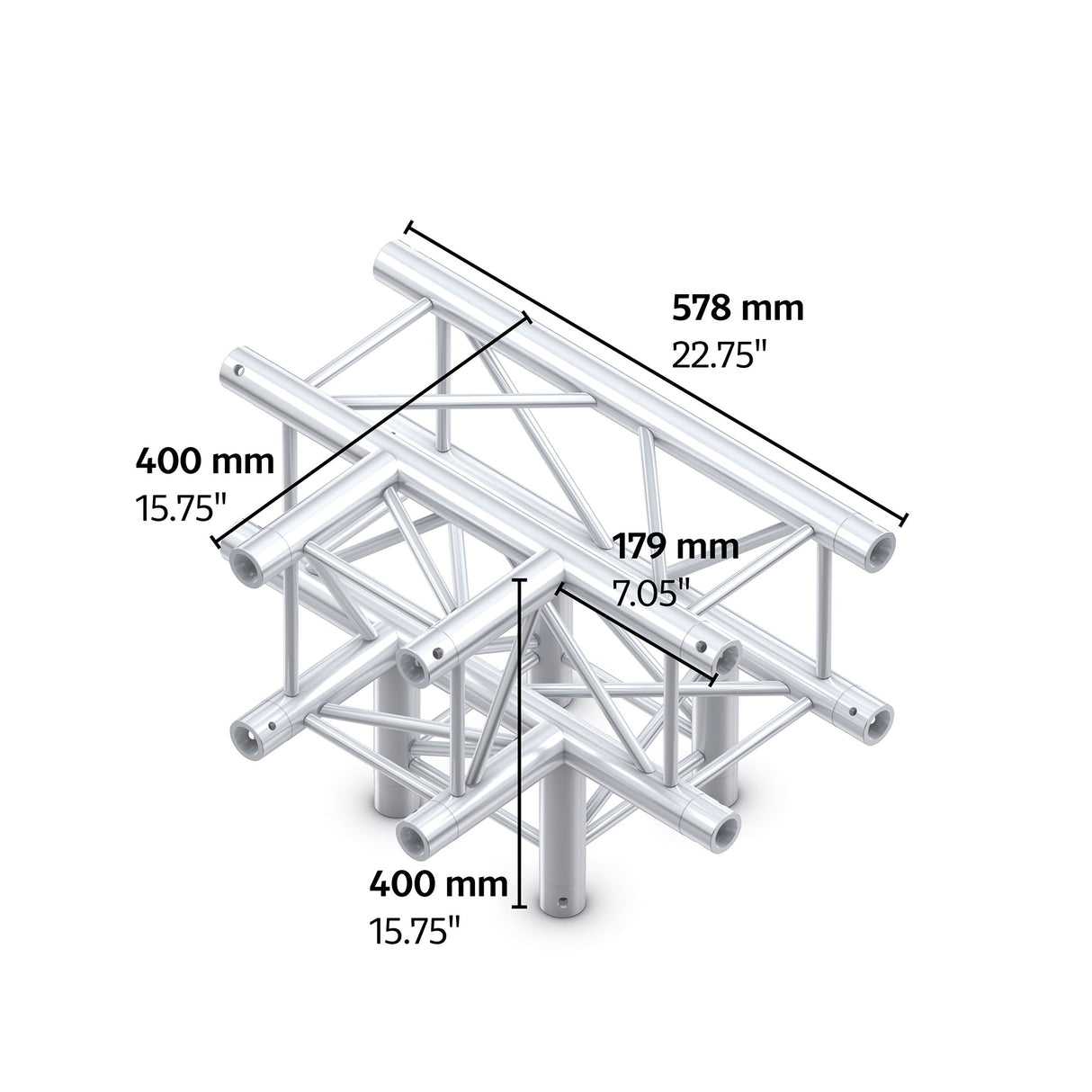 M222 quatro 4way t-piece truss corner leg down - Black