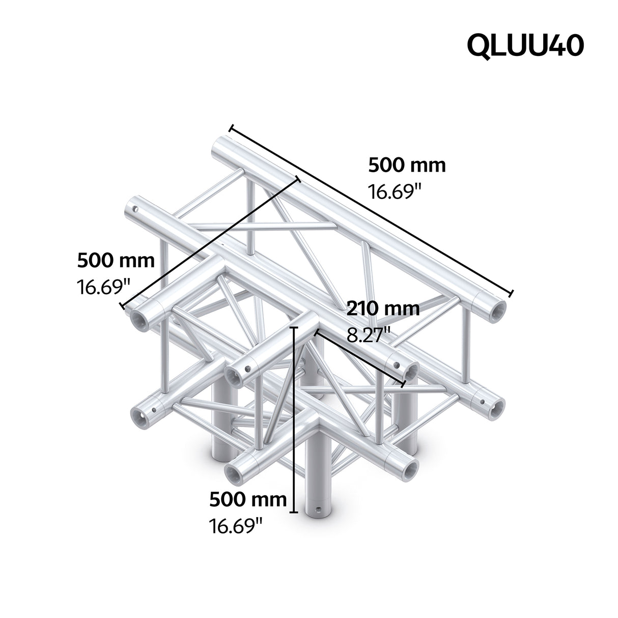 M290U quatro 4way truss tee piece leg down - Black