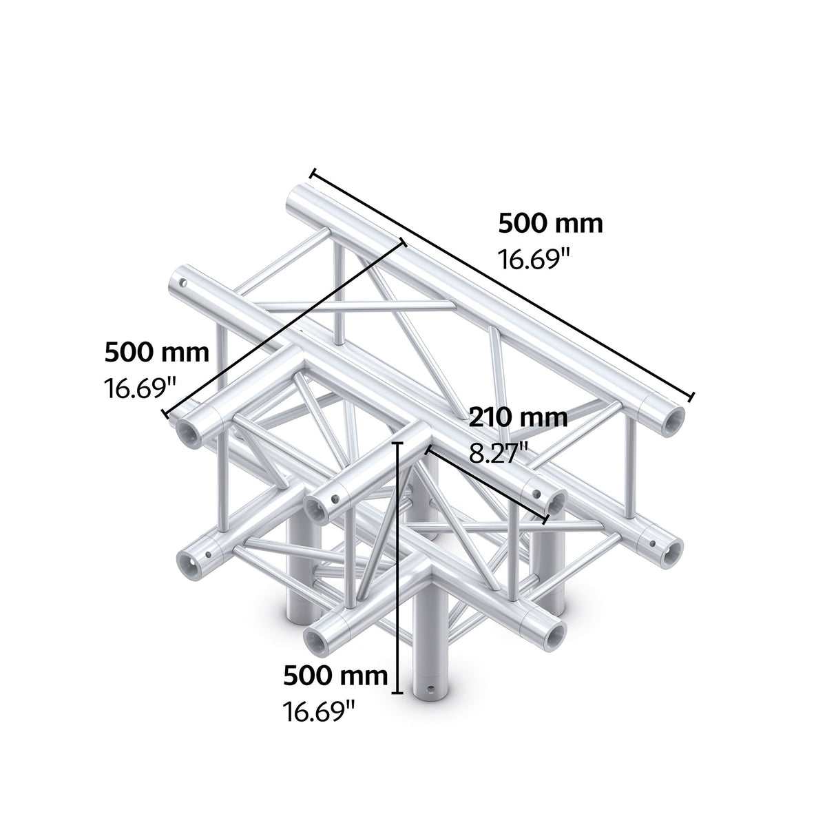 M290U quatro 4way truss tee piece leg down - Black