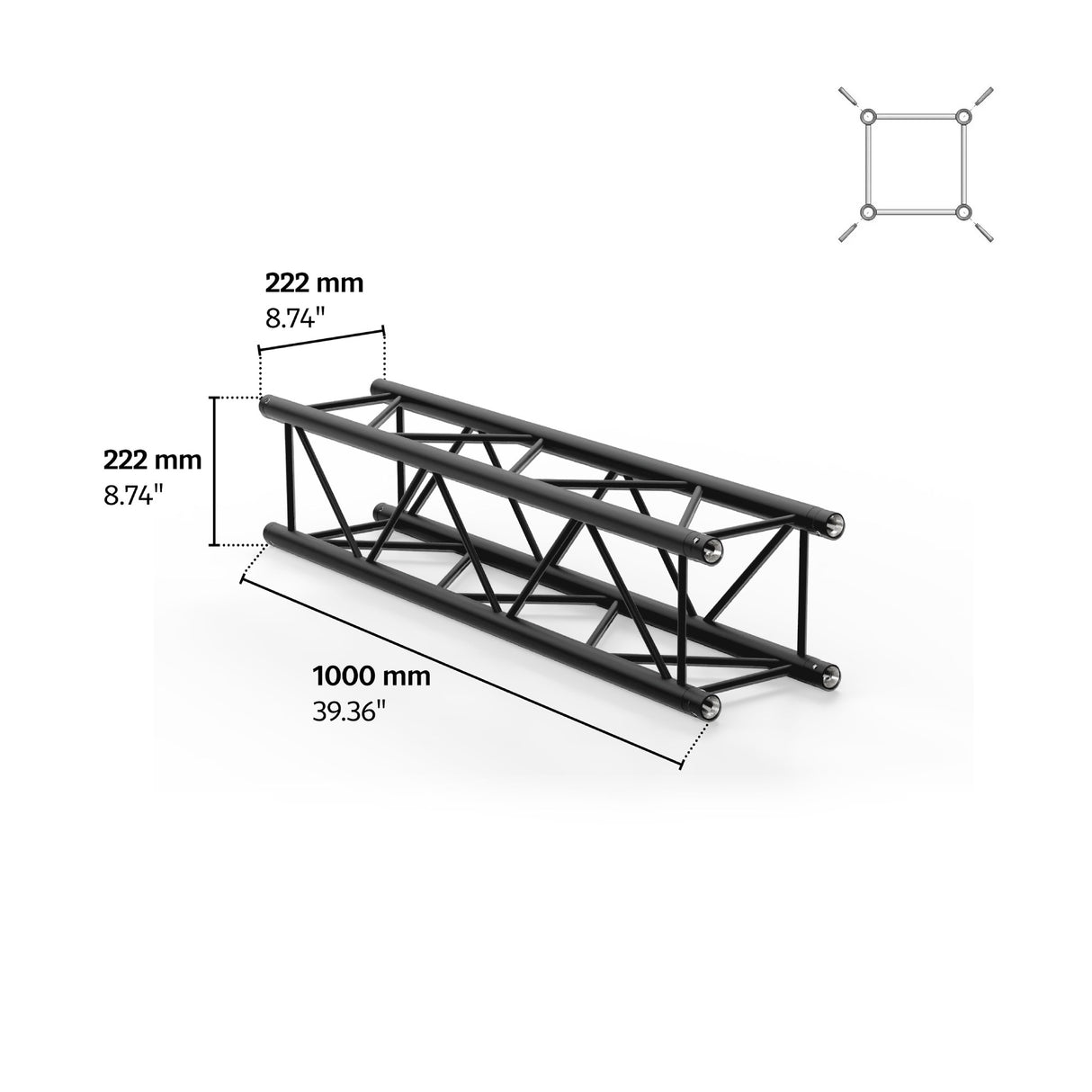 M222 Quatro 3.28 ft Aluminum Truss - Black