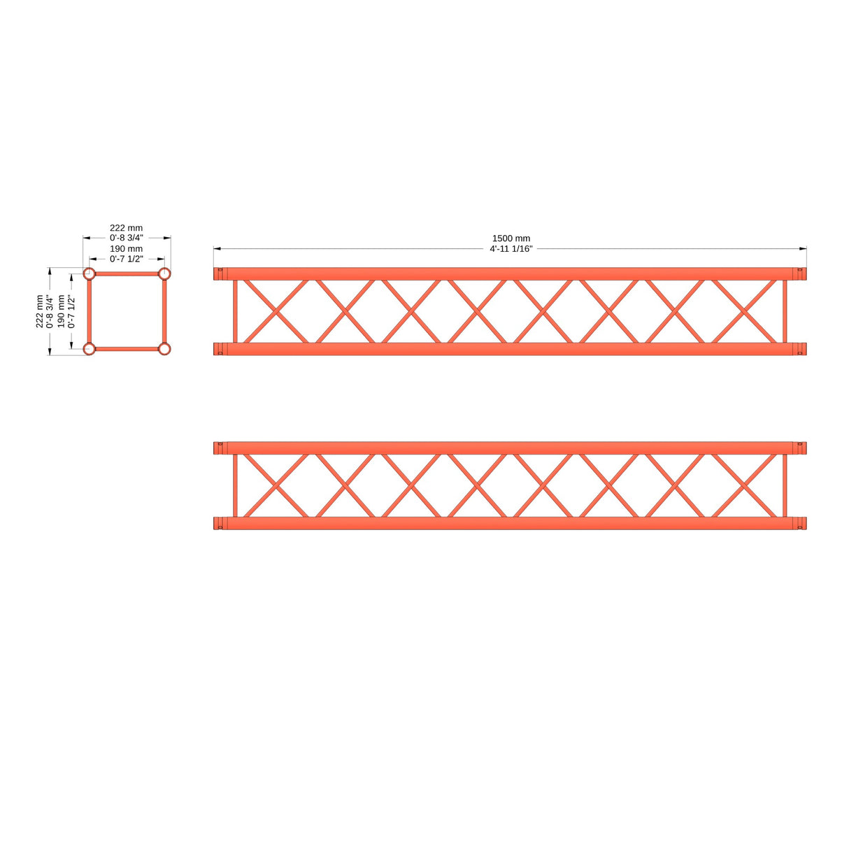 M222 quatro 6.56 ft Aluminum Truss - Black