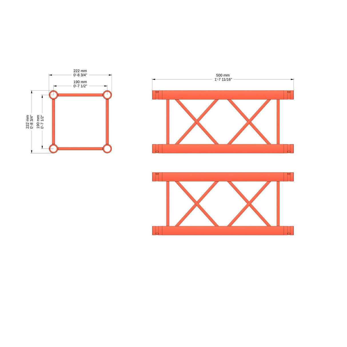 M222 quatro 1.64 ft Aluminum Truss - Black