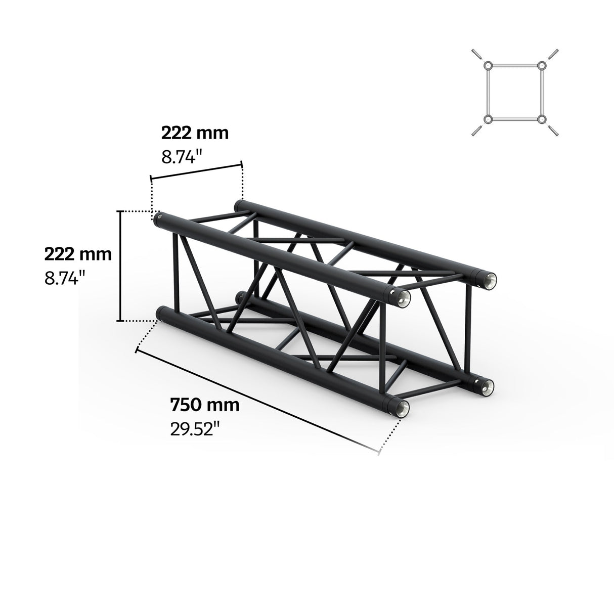M222 quatro 2.46 ft Aluminum Truss - Black