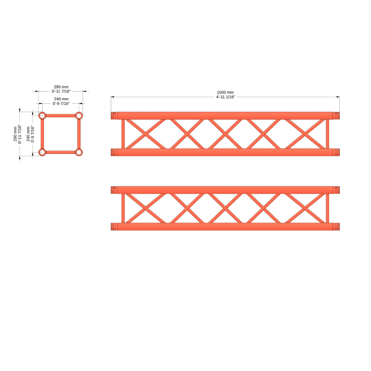M290U Quatro 4.92 ft Aluminum Truss