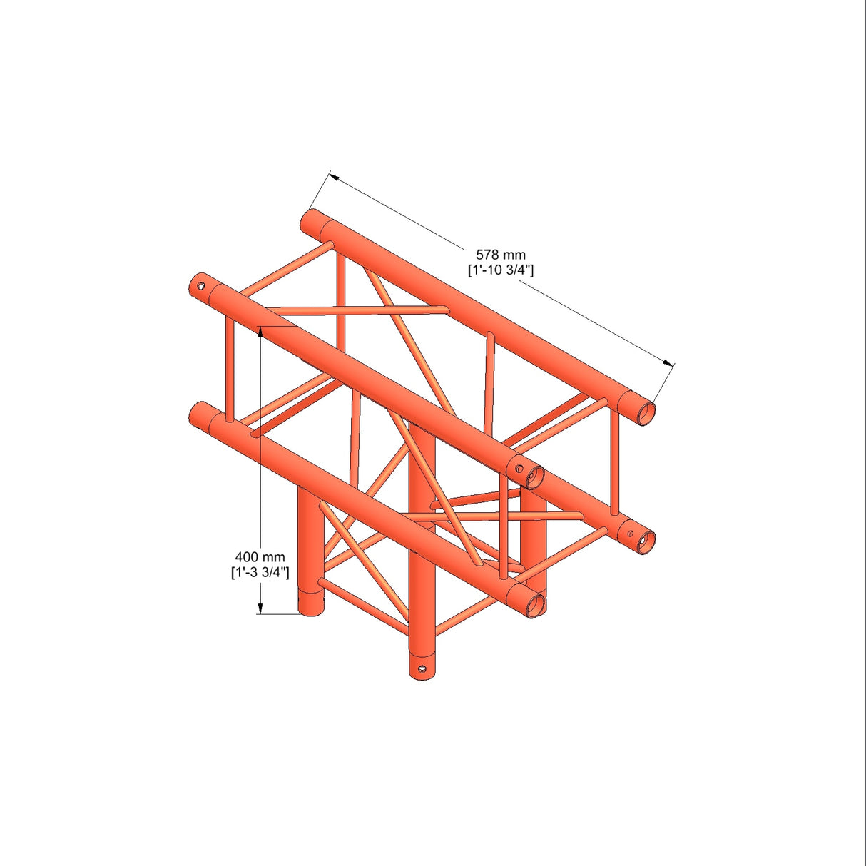 M290U quatro 3way truss tee piece 500x500mm - Black