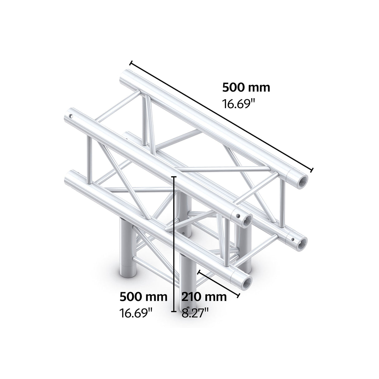 M290U quatro 3way truss tee piece 500x500mm - Black