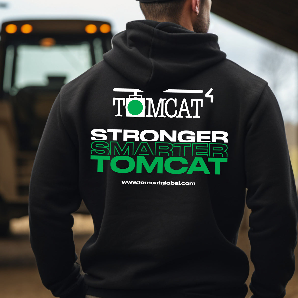 Black Zip Hoodie TOMCAT STRONG, Size Medium