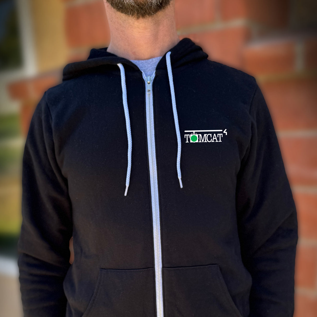 Black Zip Hoodie TOMCAT STRONG, Size Medium