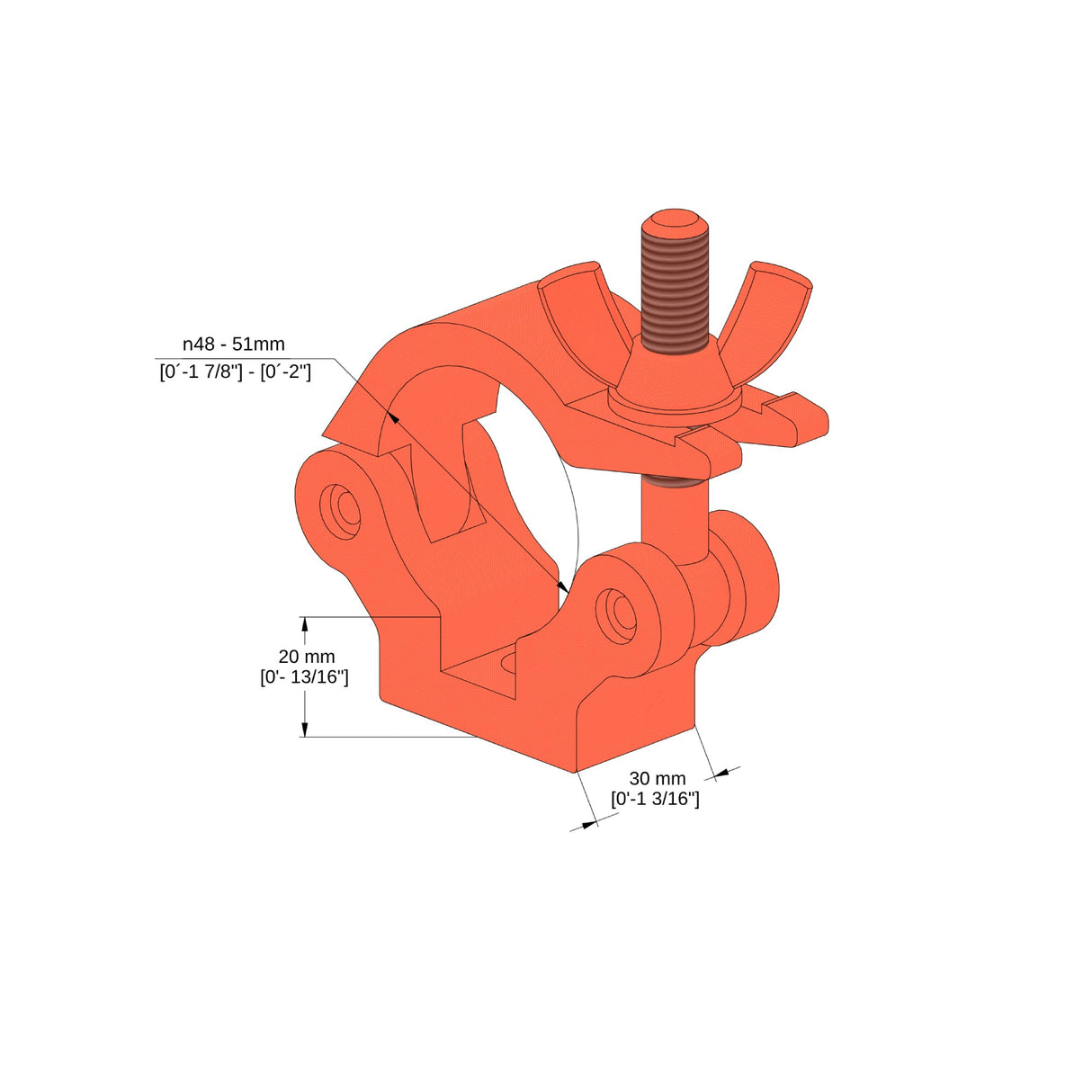 Slim truss clamp basic -SWL 560kg (1234lbs) (SF8:1) for 48-51mm (1 7/8"-2") tube