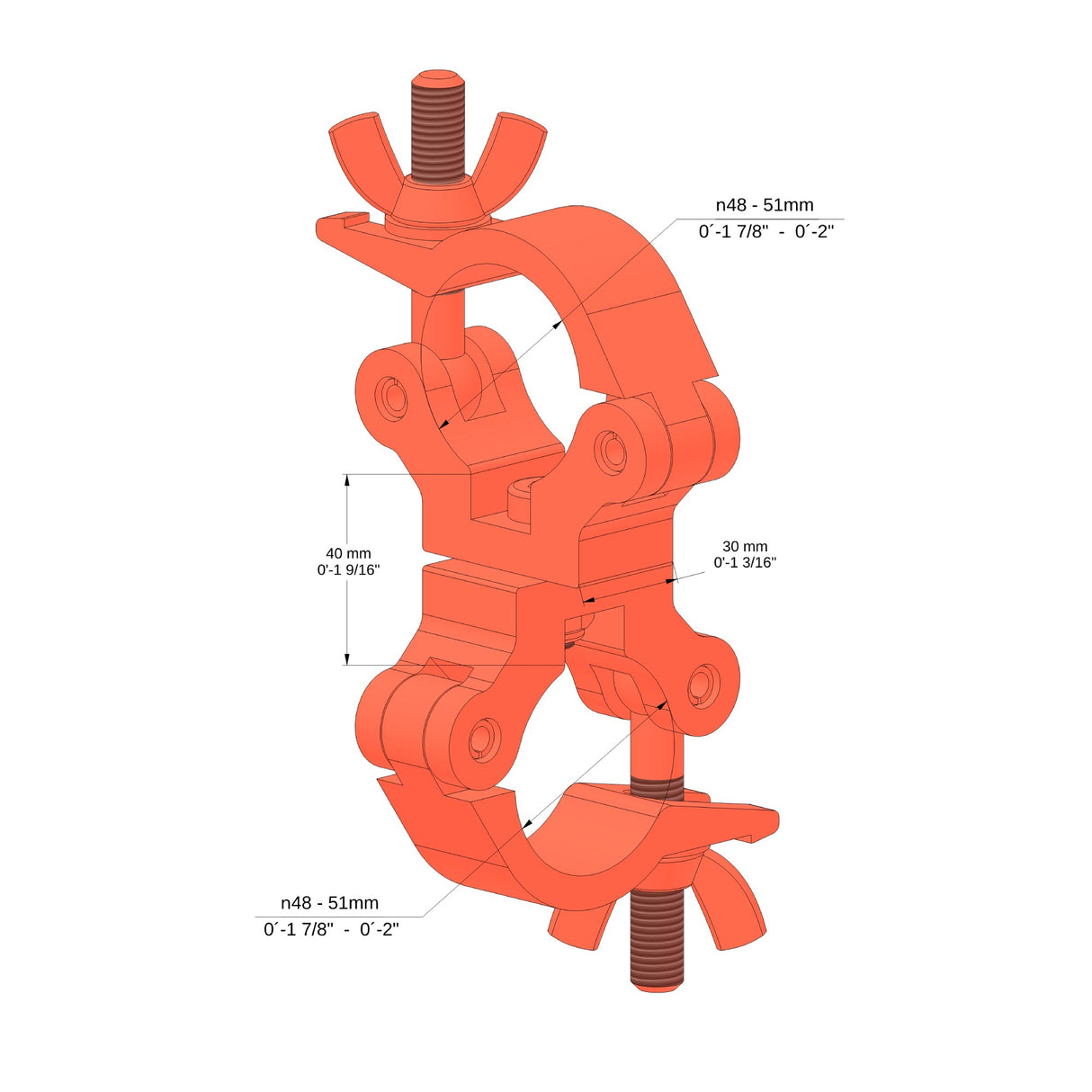 Swivel truss slim coupler-SWL 490kg (1080lbs) (SF8:1) for 48-51mm (1 7/8"-2") tube