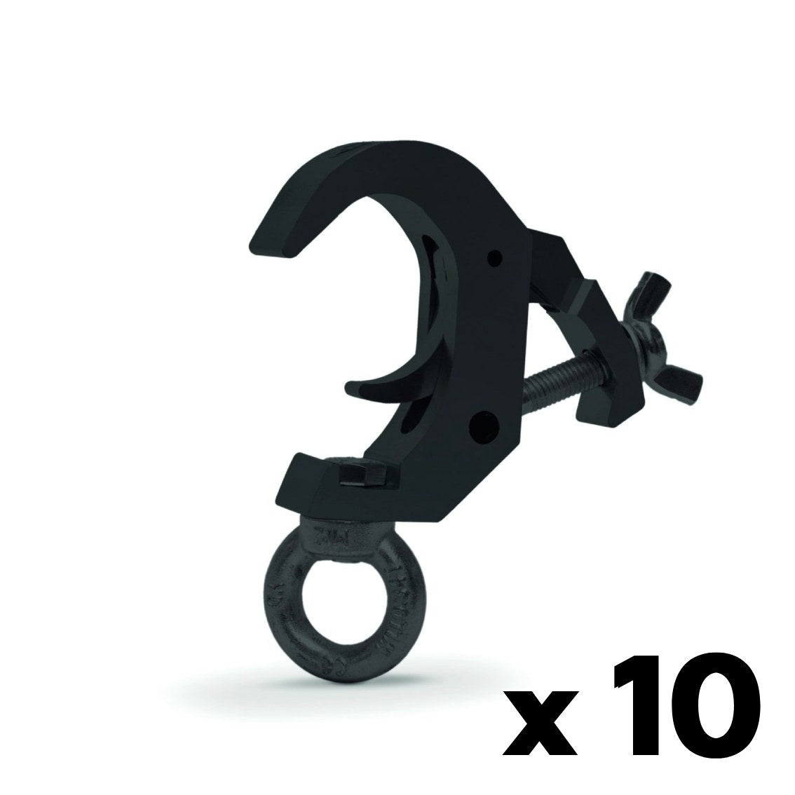 Quick truss clamp with lifting eye-SWL 360kg (794lbs) (SF8:1) for 38-51mm (1 1/2"-2")  tube Anodized - 10 pcs