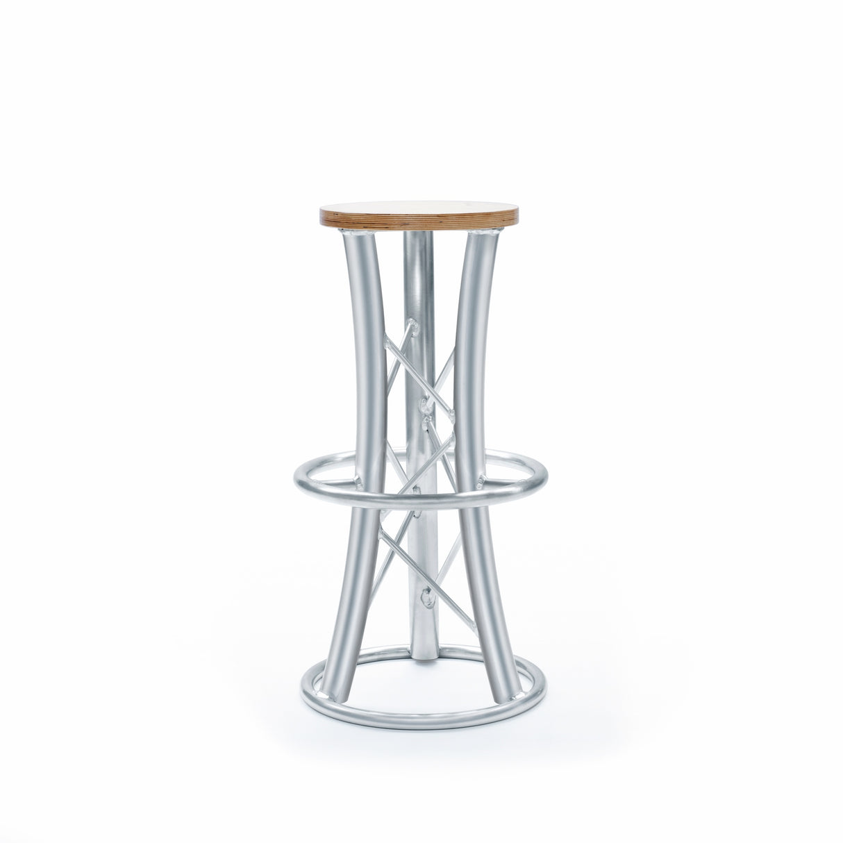 Aluminium bar stool with curved legs