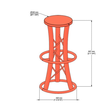 Aluminium bar stool with curved legs