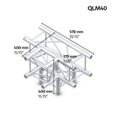 M222 quatro 4way t-piece truss corner leg down - Black