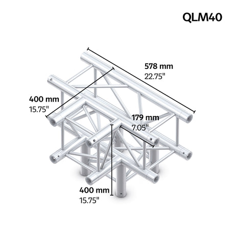M222 quatro 4way t-piece truss corner leg down