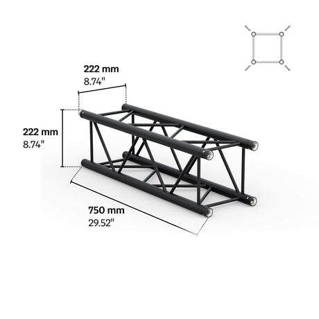 M222 quatro 2.46 ft Aluminum Truss - Black
