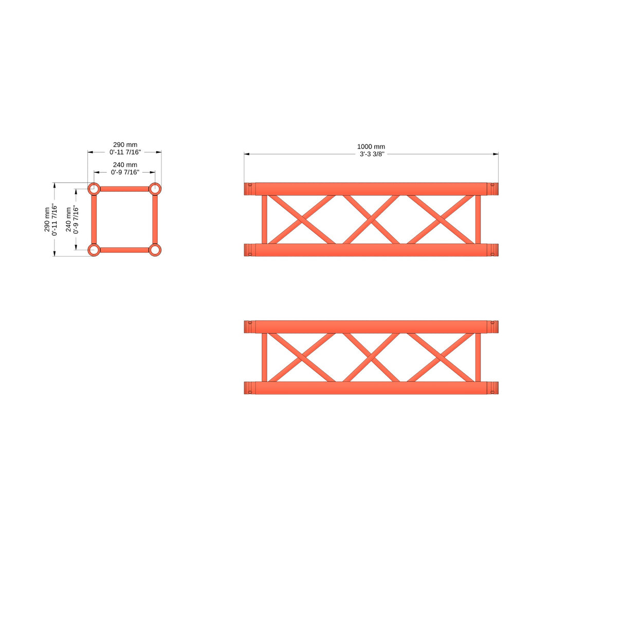 M290U Quatro 3.28 ft Aluminum Truss