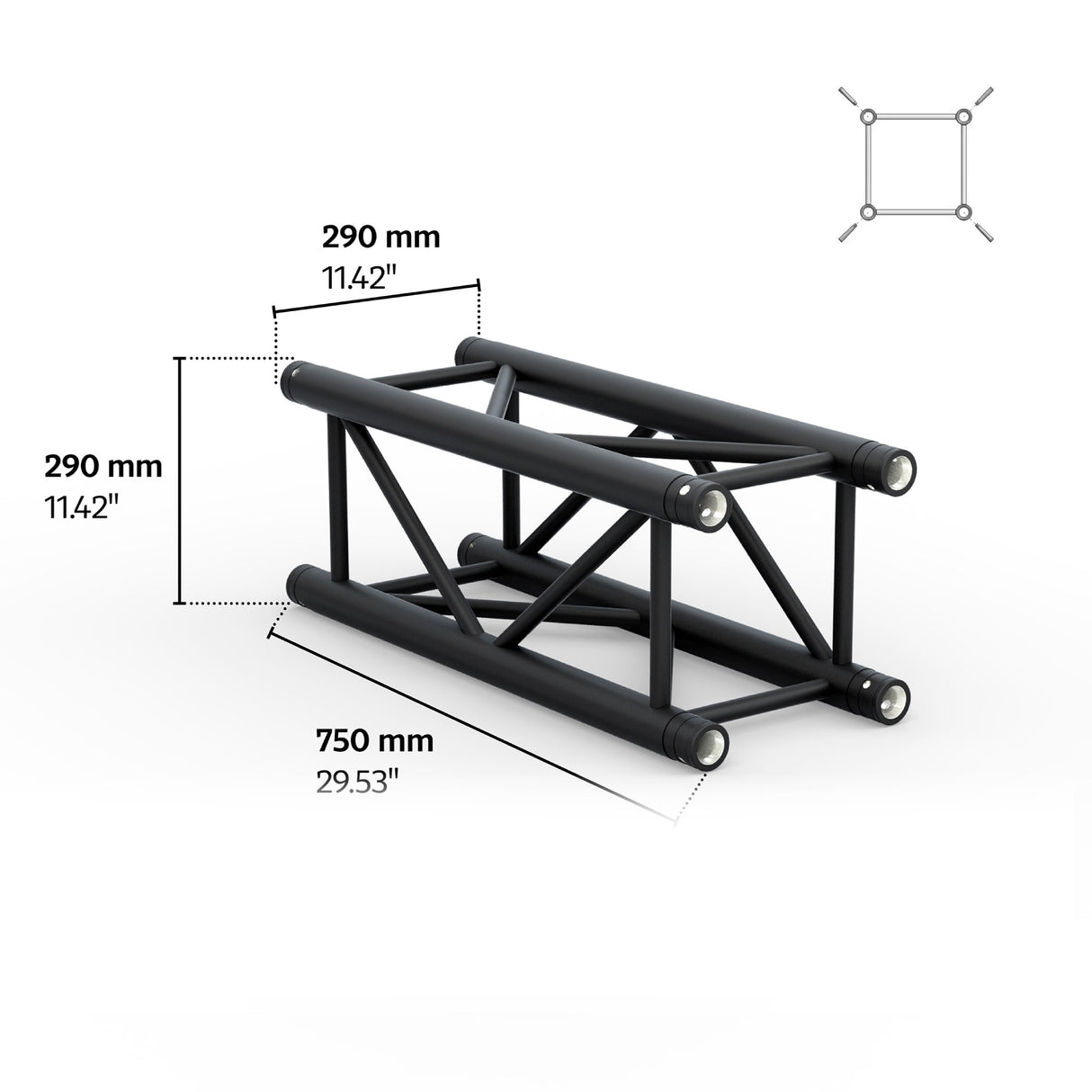 M290U Quatro 2.46 ft Aluminum Truss - Black
